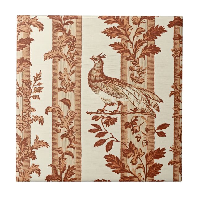 Arvshöns Blommig Rand Toile-mönster Kakelplatta (Framsidan)