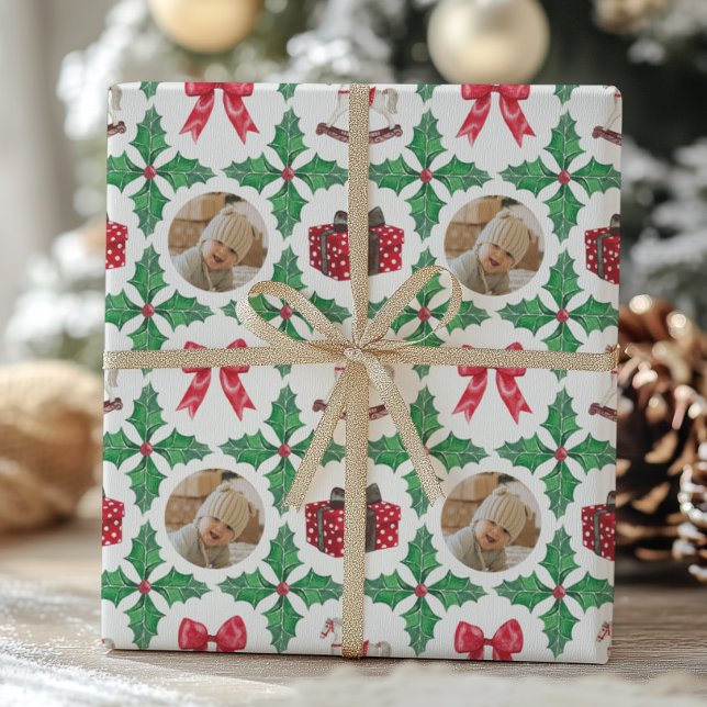 Arvslinjen Holly Patchwork Foto Jul Högtid Presentpapper (Skapare uppladdad)