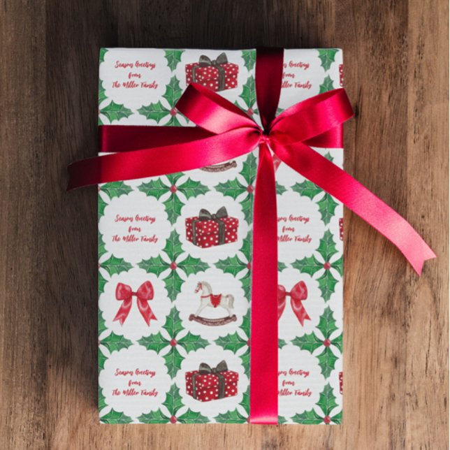 Arvslinjetjärn Patchwork Jul Anpassad Julfirande Presentpapper (Skapare uppladdad)