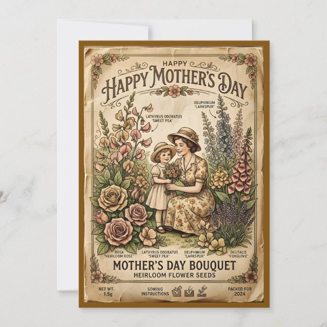 "Arvssädspaket — Botanisk mors dag" Kort (Framsida)