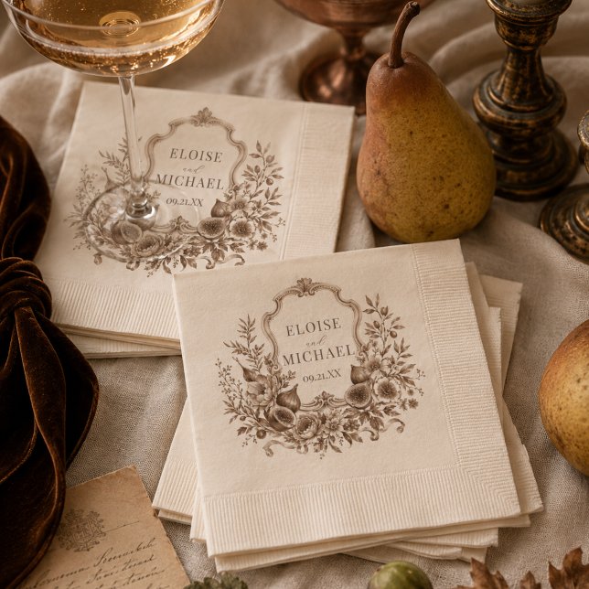 Arvsskörd Monogram Tecken Höst Bröllop Pappersservett (Heirloom Harvest Monogram Crest Fall Wedding Napkins)