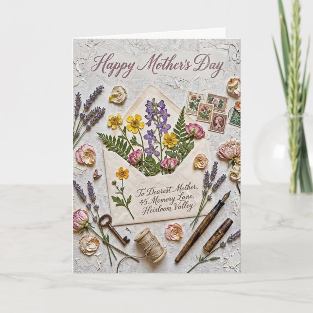 Arvsvärd Dalen — Pressat Blomsterkuvert Mamma's Kort (Framsida)