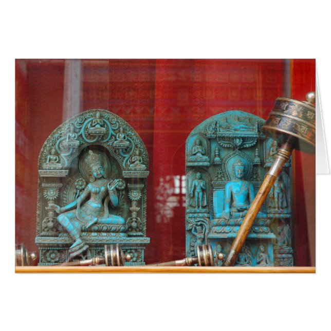 Arya Tara och Lord Buddha, Bodha, Nepal Hälsningskort (Framsidan Horizontal)