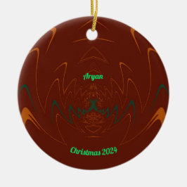 ARYAN ~ 3D CHRISTMAS Red Grönt Orange 2024 Julgransprydnad Keramik