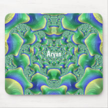 ARYAN ~ Zany Grönt, Gult och Blue Mouse Pad