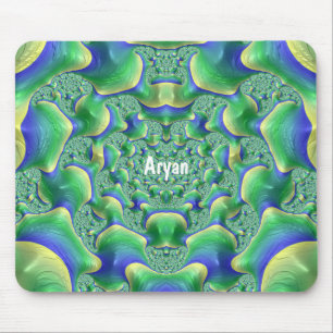 ARYAN ~ Zany Grönt, Gult och Blue Mouse Pad Musmatta