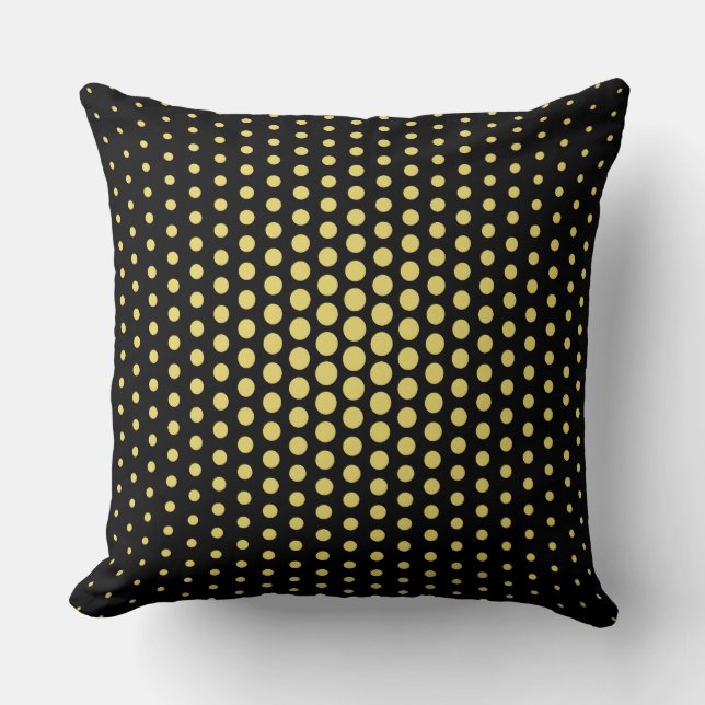 Arylide gult Techno Dots Modern Black Kudde (Framsida)