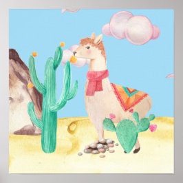 Arzona Desert LIama Cactus Flowers Nature Poster