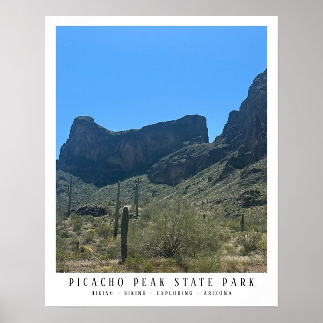 Arzona Desert Picacho Peak Lodrät Mountains Art Poster (Framsidan)