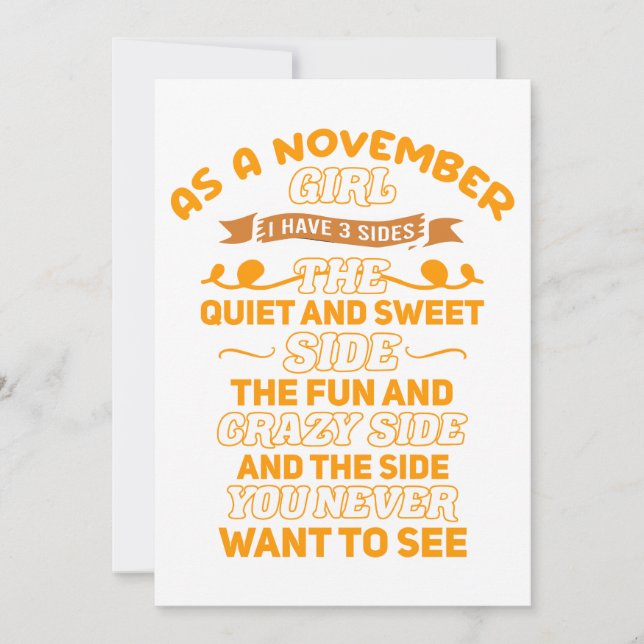 As A November Girl I Have 3 Sides  Inbjudningar (Framsida)