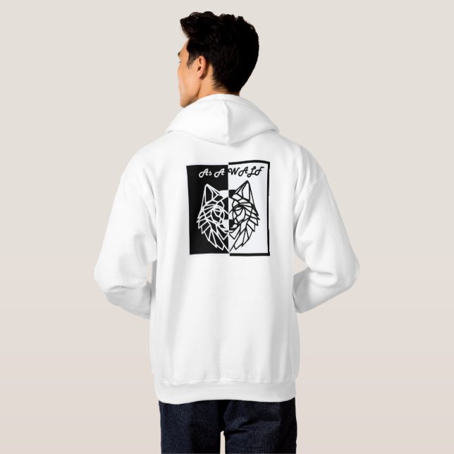 As A Wolf Geometric Art T-Shirt – Black and White  Hoodie (Hel baksida)