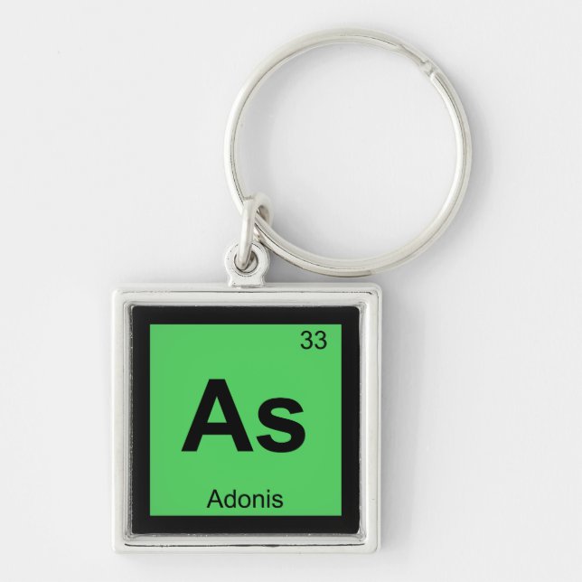 As - Adonis Greek Chemistry Periodic Bord Symbol Fyrkantig Silverfärgad Nyckelring (Framsidan)