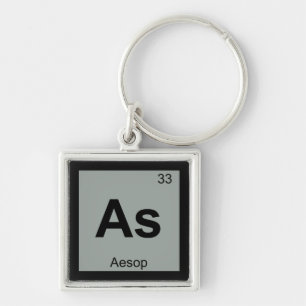 As - Aesop Fables Chemistry Periodic Bord Symbol Fyrkantig Silverfärgad Nyckelring