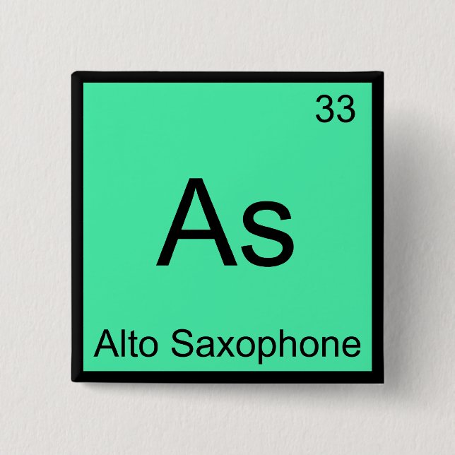 As - Altsaxofon Roligt Kemiskt Ämnessymbol Knapp (Framsida)