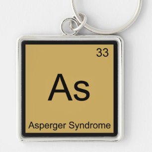 As - Aspergers Syndrom Rolig Kemisk Element T-Shir Fyrkantig Silverfärgad Nyckelring