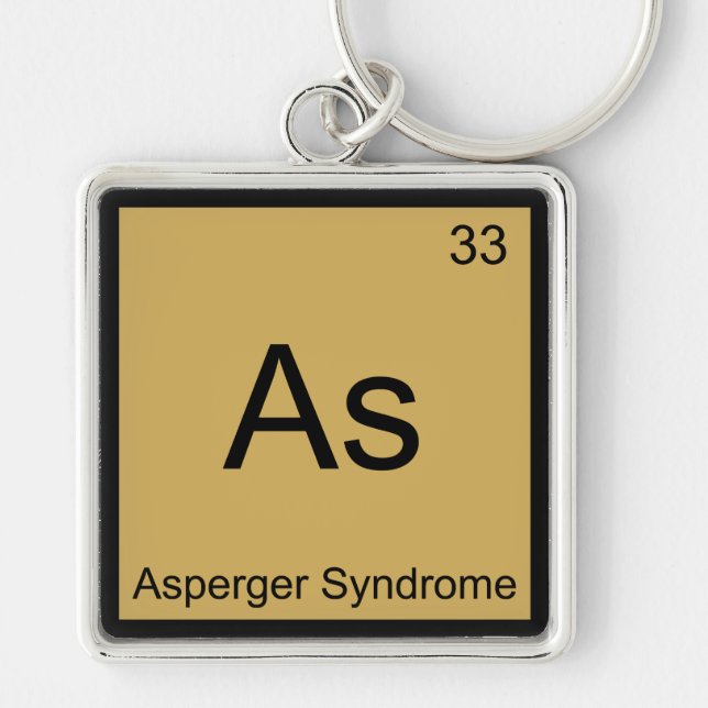 As - Aspergers Syndrom Rolig Kemisk Element T-Shir Fyrkantig Silverfärgad Nyckelring (Framsidan)