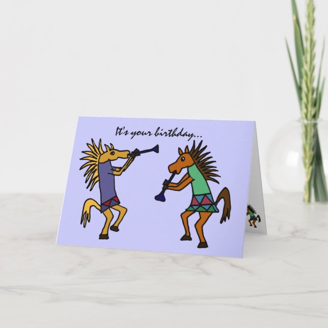 AS- Danskande Horses Birthday Card Kort (Framsida)