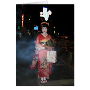 Asakusa Geisha Neo Tokyo-hälsningskort Hälsningskort