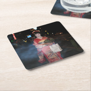 Asakusa Geisha Neo Tokyo Underlägg Papper Kvadrat