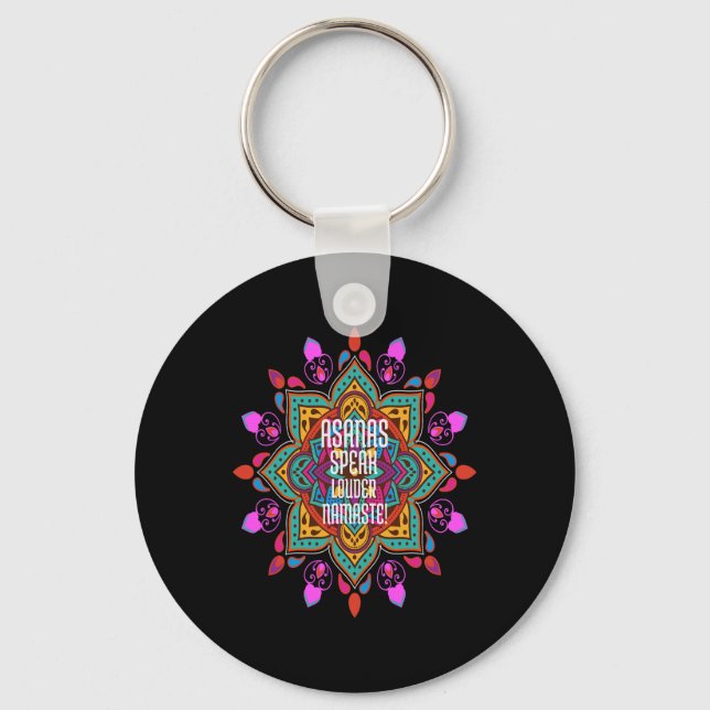 Asanas Flödar Starkare Med Vibrerande Mandala Nama Nyckelring (Framsida)