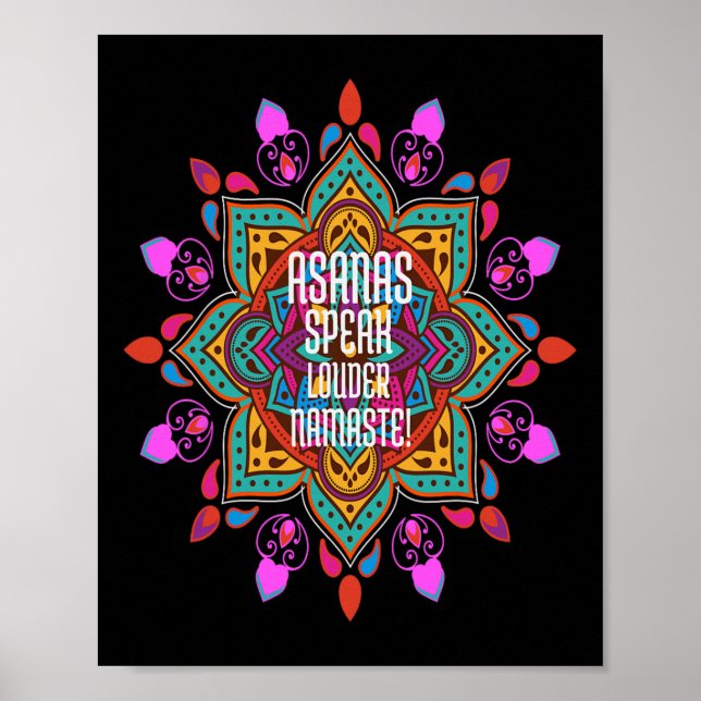 Asanas Flödar Starkare Med Vibrerande Mandala Nama Poster (Framsidan)