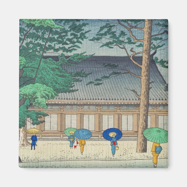 Asano Takeji Rain vid Sanjusangendo Temple art Magnet (Framsidan)