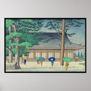 Asano Takeji Rain vid Sanjusangendo Temple art Poster