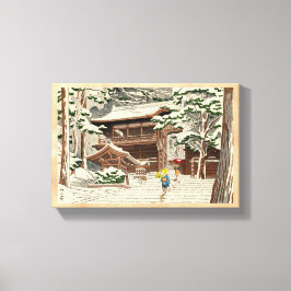 Asano Takeji Snö i Yuki Shrine shin hanga art Canvastryck