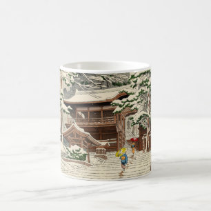 Asano Takeji Snö i Yuki Shrine shin hanga konst Kaffemugg