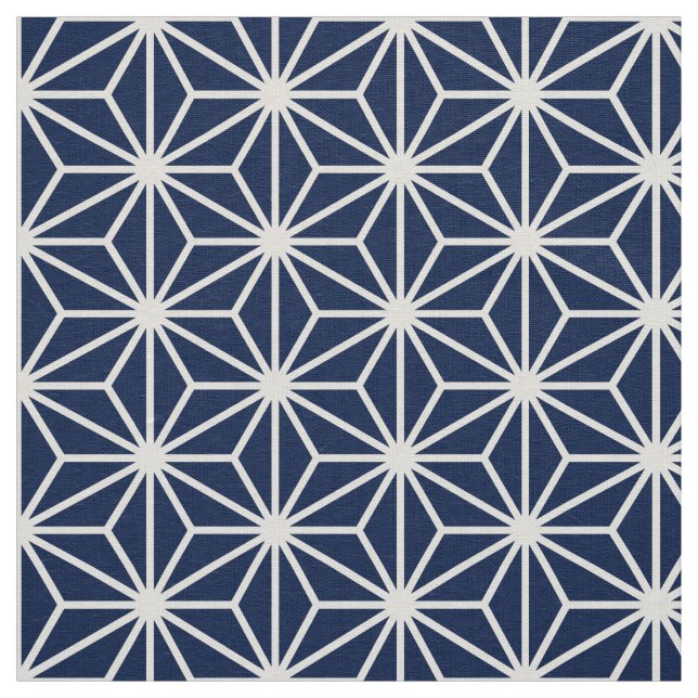 Asanoha Stil - Vit på DK Blue 001744 Tyg (Prov)