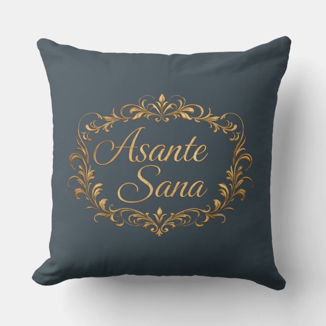 Asante Sana Charcoal & Pink – Gilded Zen Reversibl Kudde (Framsida)