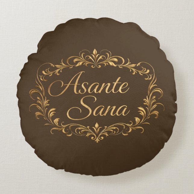 Asante Sana Espresso & Tan  – Gilded F Reversible  Rund Kudde (Framsidan)