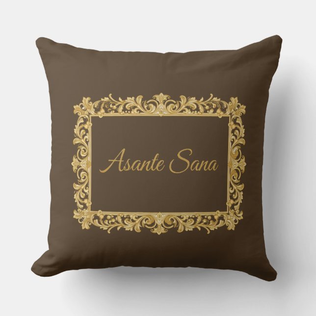 Asante Sana Espresso & Tan Reversibel – Förgylld r Kudde (Framsida)