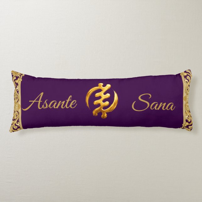 Asante Sana "Gye Nyame" Deep Purple Adinkra Achemp Kroppskudde (Framsidan)