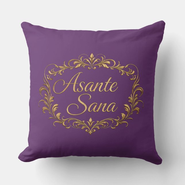 Asante Sana Royal Amethyst & Deep Plum  – Förgylld Kudde (Framsida)