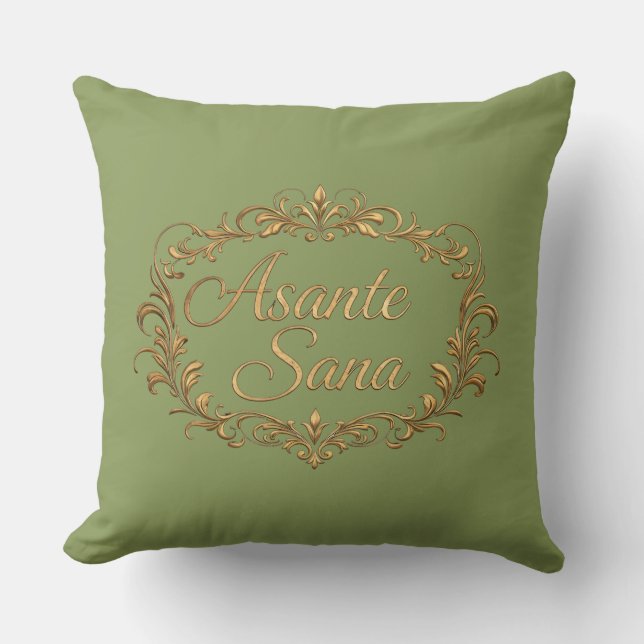 Asante Sana Sage & Ivory – Förgylld oval reversibe Kudde (Framsida)