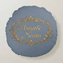 Asante Sana Slate & Butter Cream – Gilded Oval Zen Rund Kudde