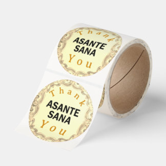 Asante Sana "Thank You" Customizable Gold & Cream  Runt Klistermärke
