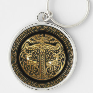 Asatru Irminsul Rund Silverfärgad Nyckelring