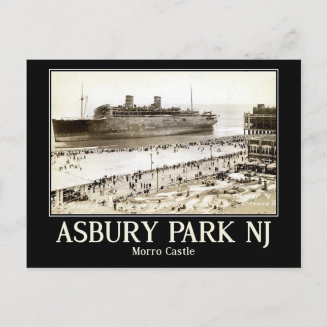 Asbury Park, Morro Castle, Vintage Vykort (Framsida)