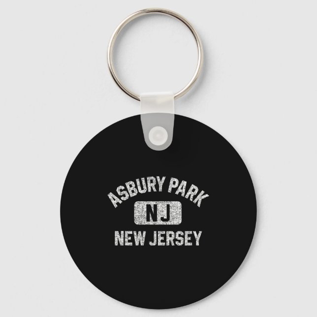 Asbury Park New Jersey Gym Style Distressed White  Nyckelring (Framsida)