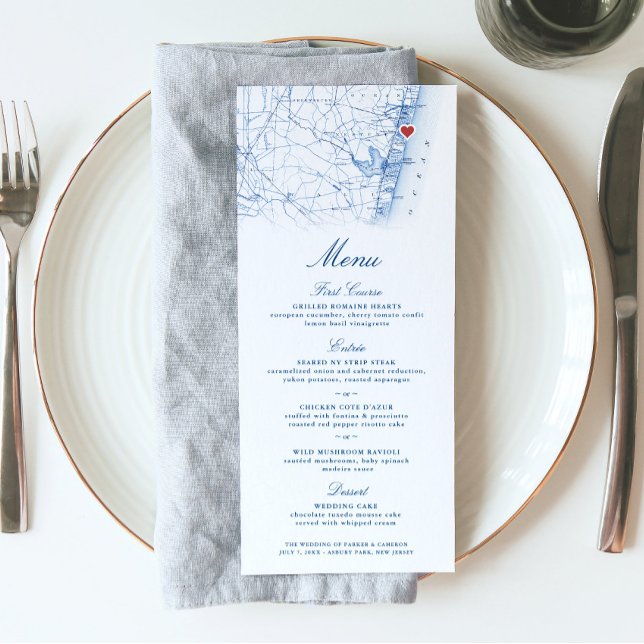 Asbury Park New jersey Karta Bröllop Meny (This Asbury Park New Jersey menu is perfect for your Jersey Shore destination wedding)