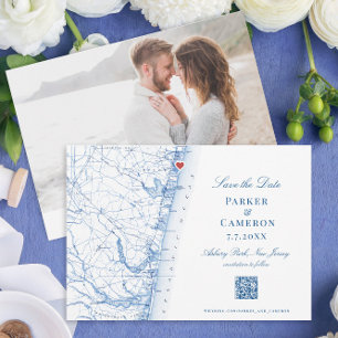 Asbury Park New jersey Karta Elegant Navy QR Spara Datumet