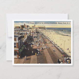 Asbury Park NJ, A Lycklig Boardpromenad Crowd 1950 Vykort