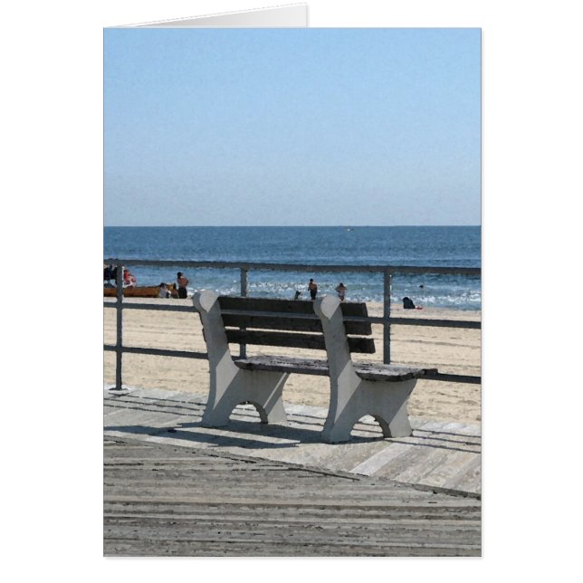 Asbury Park NJ Boardpromenad - Lone Bench Hälsningskort (Framsidan)
