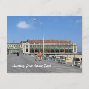 Asbury Park NJ Boardpromenad - Man går hund Vykort