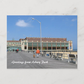 Asbury Park NJ Boardpromenad - Man går hund Vykort