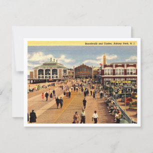 Asbury Park NJ Boardpromenad och Casino 1940-talet Vykort