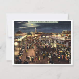 Asbury Park NJ Boardpromenad på natten 1940-talet Vykort