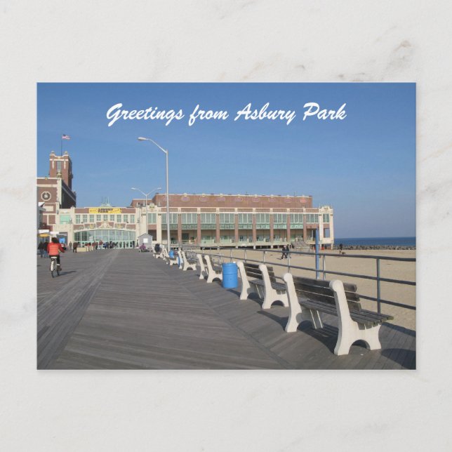 Asbury Park NJ Boardpromenad Vykort (Framsida)